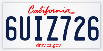 CA license plate 6UIZ726