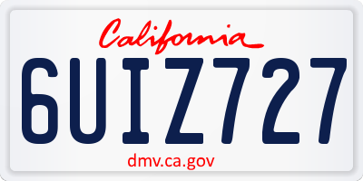 CA license plate 6UIZ727
