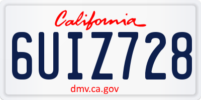 CA license plate 6UIZ728