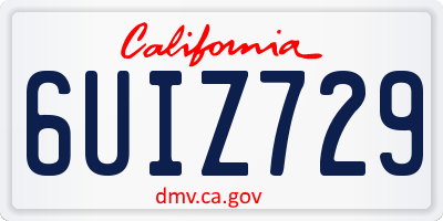 CA license plate 6UIZ729