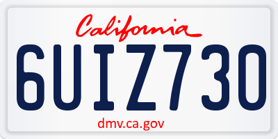 CA license plate 6UIZ730