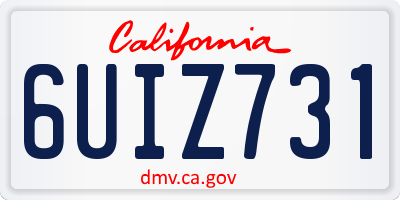 CA license plate 6UIZ731