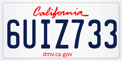 CA license plate 6UIZ733