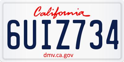 CA license plate 6UIZ734