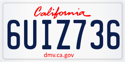 CA license plate 6UIZ736