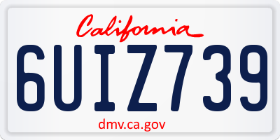 CA license plate 6UIZ739