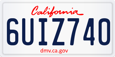 CA license plate 6UIZ740
