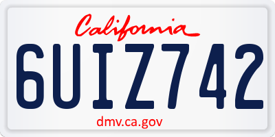 CA license plate 6UIZ742