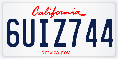 CA license plate 6UIZ744