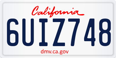 CA license plate 6UIZ748