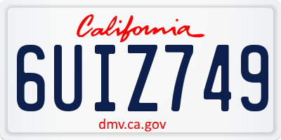CA license plate 6UIZ749