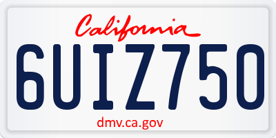 CA license plate 6UIZ750