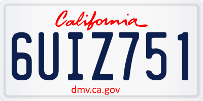 CA license plate 6UIZ751