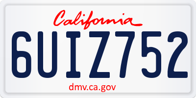 CA license plate 6UIZ752