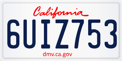CA license plate 6UIZ753