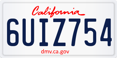 CA license plate 6UIZ754
