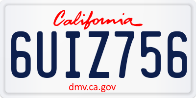 CA license plate 6UIZ756