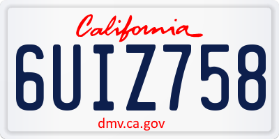 CA license plate 6UIZ758