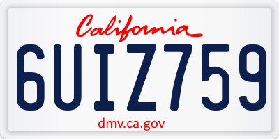CA license plate 6UIZ759