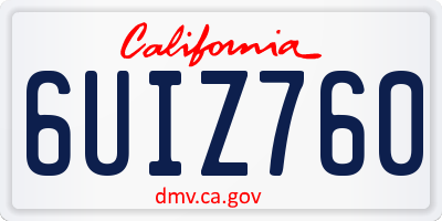 CA license plate 6UIZ760