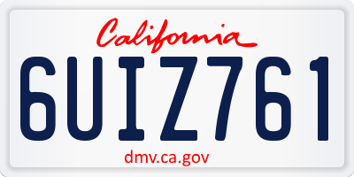 CA license plate 6UIZ761