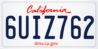 CA license plate 6UIZ762