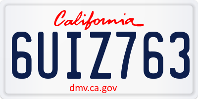 CA license plate 6UIZ763
