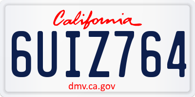 CA license plate 6UIZ764