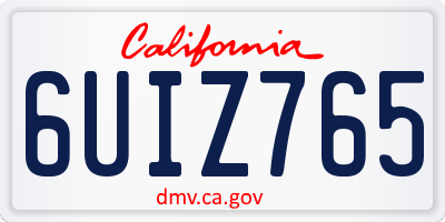 CA license plate 6UIZ765