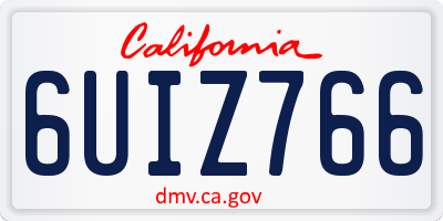 CA license plate 6UIZ766