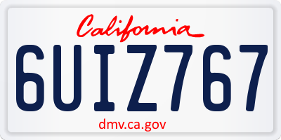 CA license plate 6UIZ767