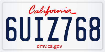 CA license plate 6UIZ768