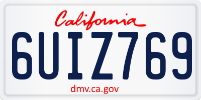 CA license plate 6UIZ769
