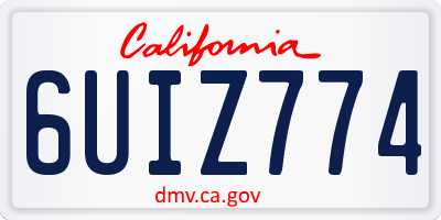 CA license plate 6UIZ774