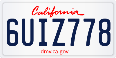 CA license plate 6UIZ778
