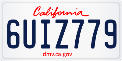 CA license plate 6UIZ779