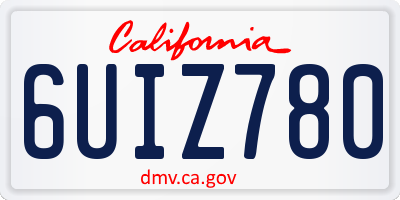 CA license plate 6UIZ780