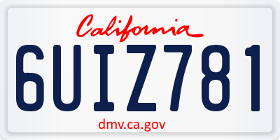 CA license plate 6UIZ781