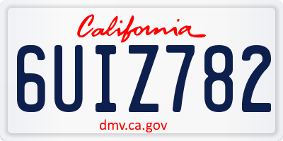 CA license plate 6UIZ782