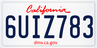 CA license plate 6UIZ783