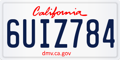 CA license plate 6UIZ784