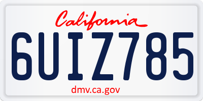 CA license plate 6UIZ785