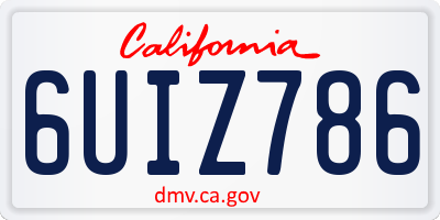CA license plate 6UIZ786