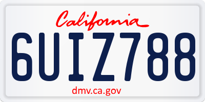 CA license plate 6UIZ788