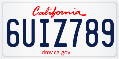 CA license plate 6UIZ789