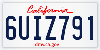 CA license plate 6UIZ791