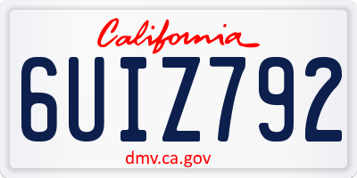 CA license plate 6UIZ792