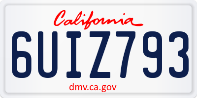 CA license plate 6UIZ793