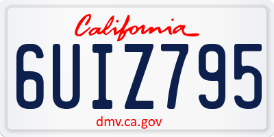 CA license plate 6UIZ795