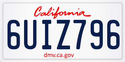 CA license plate 6UIZ796